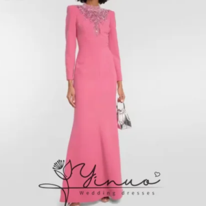 customized   Crepe Modern High-neck Beading Ball-gown Dresses Prom Dresses Evening Dress Valentine Dress Dresses for special eve