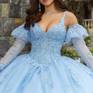 Baby Blue Elegant Off Shoulder Quinceanera Dress 2025 Charming Removable Sleeve Party Dress Shiny Party Ball Gown 16 Customized