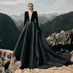 Customized Evening Dress Formal Party Occasion Prom Gown YPMWZX V-neck Ball Floor Length Skirts Draped Bead Bespoke Dre