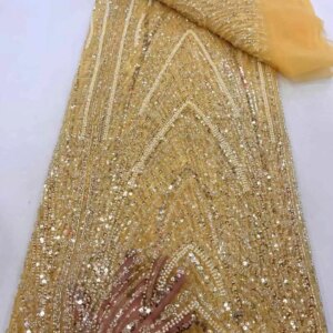 High -End Luxury French Mesh Beaded Lace Fabric 2024 High Quality African Sequins Groom Lace Fabrics For Nigerian Wedding Dress