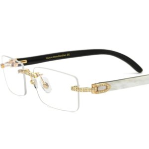 Belight Optical Rhinestones With Nature White Black Horn Square Shape Handmade Classical Eyeglasses Prescription 7550178