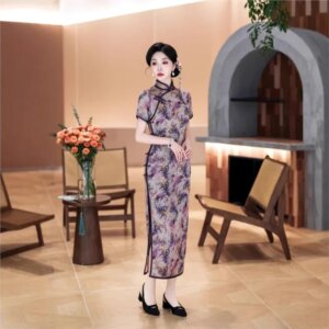 New cheongsam Chinese style elegant temperament long performance dress