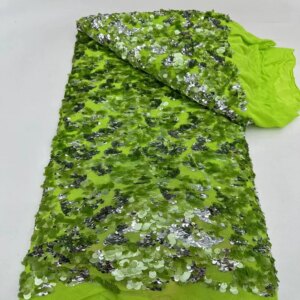 French Tulle Lace Embroidery Mesh Fabric High Grade Sequined African Occasional Sewing Clothe TS2818