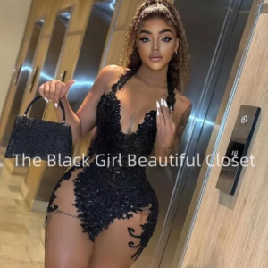 Customized Black Girls Glitter Mini Short Prom Dresses Dresses Luxury Applique Sexy Party Dresses