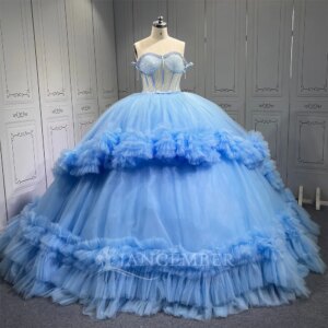 Gorgeous 3D Flowers Quinceanera Dresses Ball Gown Sleeveless Customized Sequined Lace Beading Sweet 15 Vestidos De XV Anos