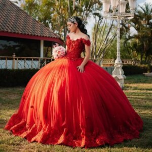 Customized Red Classic Quinceanera Dresses Appliques Pleat Off The Shoulder Beading Tulle Robe Princesse Bleu Femme