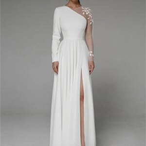 Classic Long Sleeve Boho Wedding Dress 2024 Romantic Appliquéd A-Line Dress Simple Tulle Floor Length Gowns Vestidos De Novia