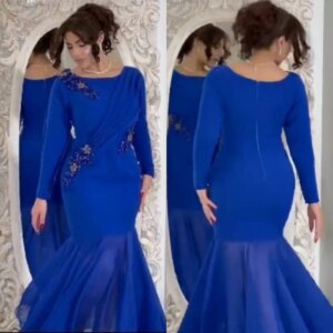 Customized Evening Prom Jersey Rhinestone Mermaid Scoop Neck Bespoke Occasion Gown Midi es