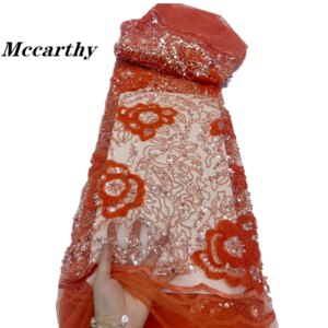 Mccarthy Luxury Sequin Embroidery Elegant Beads African Lace Fabric Fashion Nigerian Party Dress French Tulle Lace Materials