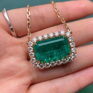 RUIF 2024 Hot Sale Classic Style 40+5CM Chain  Necklace Big Size12.86ct And  Lab Grown Diamonds Lab Grown Emerald