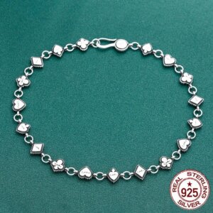S925 sterling silver necklace fashion accessory Simple poker cards Bold style with exaggerated personality Punk style trend