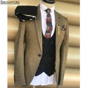 Gold Formal Men Business Occasion Tuxedos Grooms Wedding Party Prom Male Suit 2 Piece Set Blazer Pants