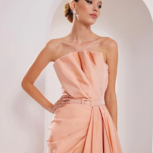 Customized Exquisite Sparkle Jersey Draped Pleat Sash Ruched Clubbing A-line Strapless Bespoke Occasion Gown Long Dresses