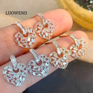 LUOWEND 100% 18K White/Yellow/Rose Gold Earrings Women Romantic Style 0.52carat Real Natural Diamond Earrings Wedding Jewelry