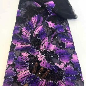 African Beaded Lace Fabric 2025, High-Quality Nigerian French Sequin Tulle Fabric, Net Lace Women’s Evening Dress, Party Sewing