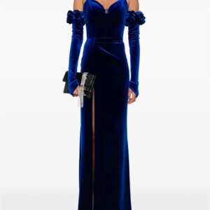 Customized Sweetheart Neckline Long Sleeves Sheath Satin Evening Dress Elegant Back Zipper Floor Length High Slit Gown For Women