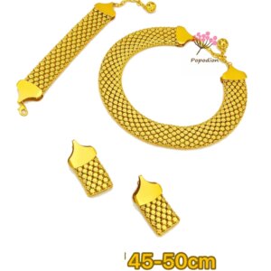 Dubai New Gold Plated Necklace Earrings bracelet Wedding Party Jewelry Set for Women DD10402