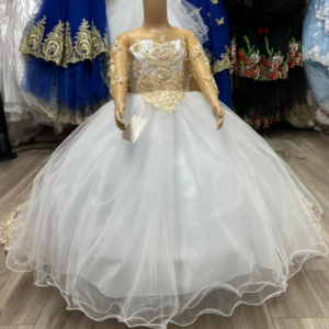 Customized White Gold Mini Quinceanera Dresses Mexican Prom Little Princess Flower Girl Dresses Delicate Sequin Applique
