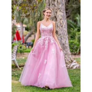 A-line Spaghetti Strap Tulle Prom Dresses for Women 2025 Wedding Party Dress Lace Appliques Long Formal Evening Gowns Customized