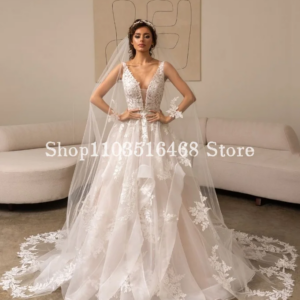 Elegant Wedding Dresses Sexy v Neck Irregular A-Line Wedding Bridal Gowns Formal Wedding Dresses New Vestidos Para Mujer Custom