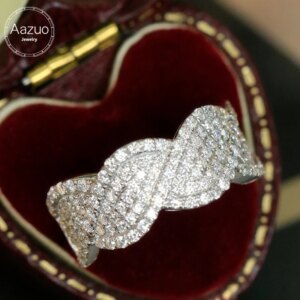 Aazuo Fine Jewerly 18K White Gold Real Natural Diamonds 0.85ct Luxury Hemp Rope Rings Upscale Trendy Senior Party Fine Jewelry