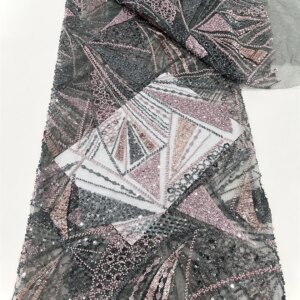 2025 New African French Nigerian High End Lace Fabric With Beads Sequins Mesh for Embroidery Wedding Party Bride Sewing Dress
