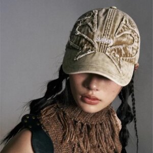 Niche Designer Style Hip Hop Destroyed Washed Collage Heavy Industry Waste Soil Denim Peaked Cap