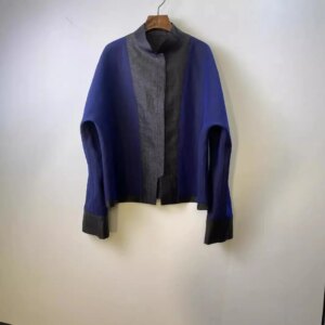 High Quality Non-Heritage Real Silk Yarn Double-Sided Double-Wear Stand Collar Long Sleeve Short Coat Women’s All-Match Cardigan