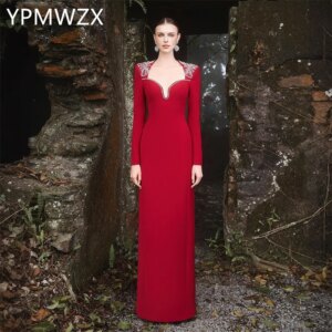 Customized Evening Dress Formal Women YPMWZX Scoop Neckline Column Floor Length Skirts Bespoke Occasion Dresses Party P