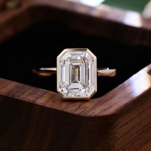 Provence 14K/18K solid gold engagement rings for women 3CT emerald cut lab diamond solitaire wedding ring classic promise gifts