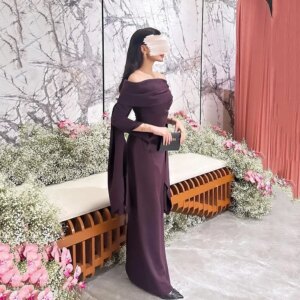 Simple Satin Off The Shoulder Evening Dresses Pleats Women Long Mermaid Prom Gowns Party Dress Vestidossy004