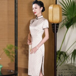 High-End Quality Real Silk Cheongsam Qipao Summer Improved Cheongsam Qipao High-Grade Young Dress Chinese Style Dress