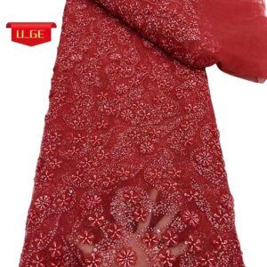 5 yards 2025 Latest Elegant Best Quality Soft Beaded Tube Lace With Stones fabric For Wedding Evening Dress U_Ge2598
