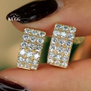 KUGG 100% 18K White/Yellow Gold Earrings Luxury Simple Style 1.60carat Real Natural Diamond Hoop Earrings for Women Fine Jewelry