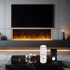Water atomized fireplace embedded forged multicolor 3D flame electronic home intelligent remote control water steam fireplace