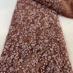 Luxury African Heavy Beads Lace Nigerian Tulle Fabric 2024 High Quality French Sequins Bead Embroidery Fabric For Wedding Sewing