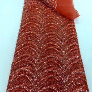 African Sequins Lace Fabric 2025 High Quality Embroidered French Nigerian Beaded Lace Fabric for Woman Party Sewing Dress Q265-1