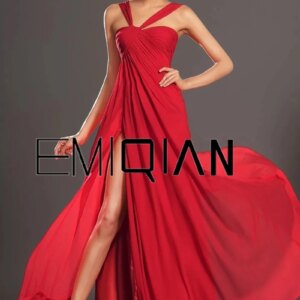 New Gorgeous Empire High Split Red Chiffon Evening Dress
