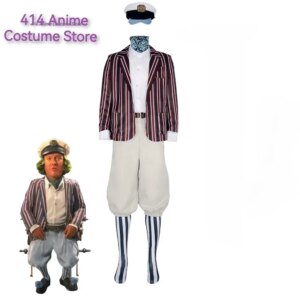 Oompa-Loompa Cosplay Role Play Dark Stripes Suits Movie Costume Hat Suit  Adult Men Roleplay Fancy Dress Up Party Clothes