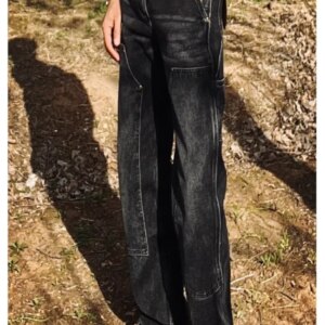 Amekaji Style Wear Washed Distressed Jeans Men’s Trousers