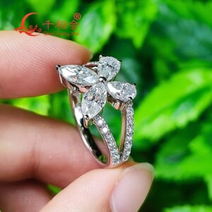 flower butterfly shape 12.2*14mm Sterling 925 Silver ring Moissanite hip hop Ring women Diamonds Male fine Jewelry gift dating
