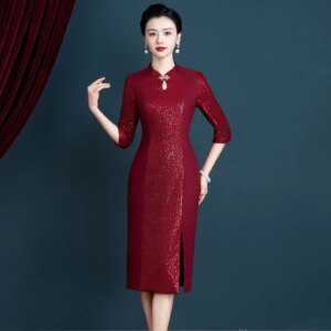 Yourqipao 2025 Spring Chinese Cheongsam Evening Dress Women Qipao Prom Party Dress Mother Of The Bride Dress