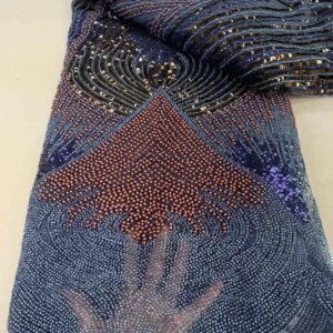 African Lace Fabric French Net Sequins Fabric 2025 High Quality Sewing Embroidered Beaded Lace Tulle Nigerian Lace Fabric Dress