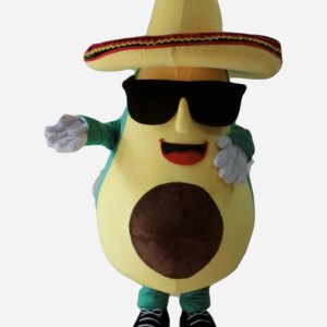 mascot mexican avocado mascot costume with a big hat and sunglasses adult size cartoon fruit theme anime cosplay costumes 2592