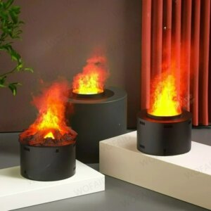 Round Atomizing Fireplace 4D Simulation Flame Smart Fireplace Colorful Flame Remote Control Humidifier Hotel Steam Fireplace