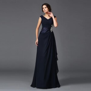 Mother of The Bride Dresses Vestido De Noiva Full Length V Neck Sleeveless Appliqued Ruffles Wedding Party Gown Свадебное платье