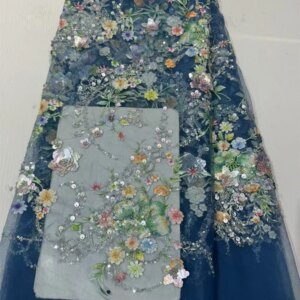 Luxurious African Beaded Lace Fabric High Quality Sequins Embroidery African French Lace Fabric For Bridal Sewing Dress