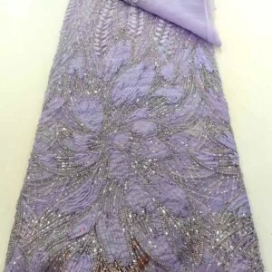 3D Lace African Beads Lace Fabric 2025 High Quality Lace Nigerian Sequins Lace Fabric French Laces Fabrics For Party Dress Sew