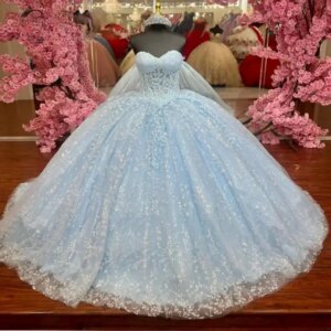 Customized Sky Blue Quinceanera Dresses for Girl Appliques Bowknot Sleeveless Sweetheart 15 Anos Vestido