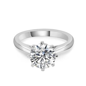 Provence 925 White Gold Moissanite Solitaire Round Cut Engagement Rings for Women D Color 3CT Promise Rings With GRA Certificate
